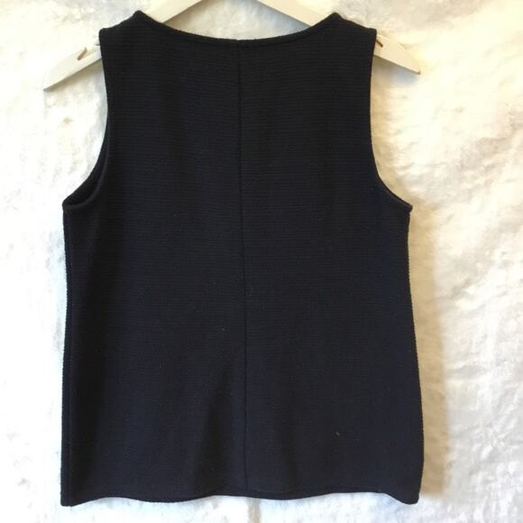 Ann Taylor Pearls Detailed Neckline Black Tank Top - Picture 8 of 9